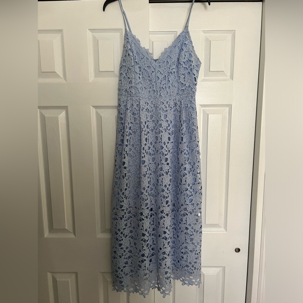 Astr Lace Midi Dress in Light Blue